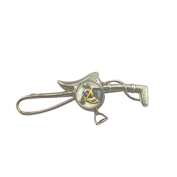 Vintage Reverse Painted Glass Cowboy Hat Pin Western Lapel Brooch - Picture 9 of 10